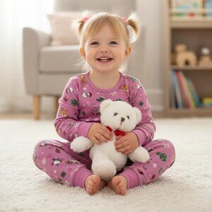 George 2 Piece Pink Holiday-Themed Pajamas size 2T